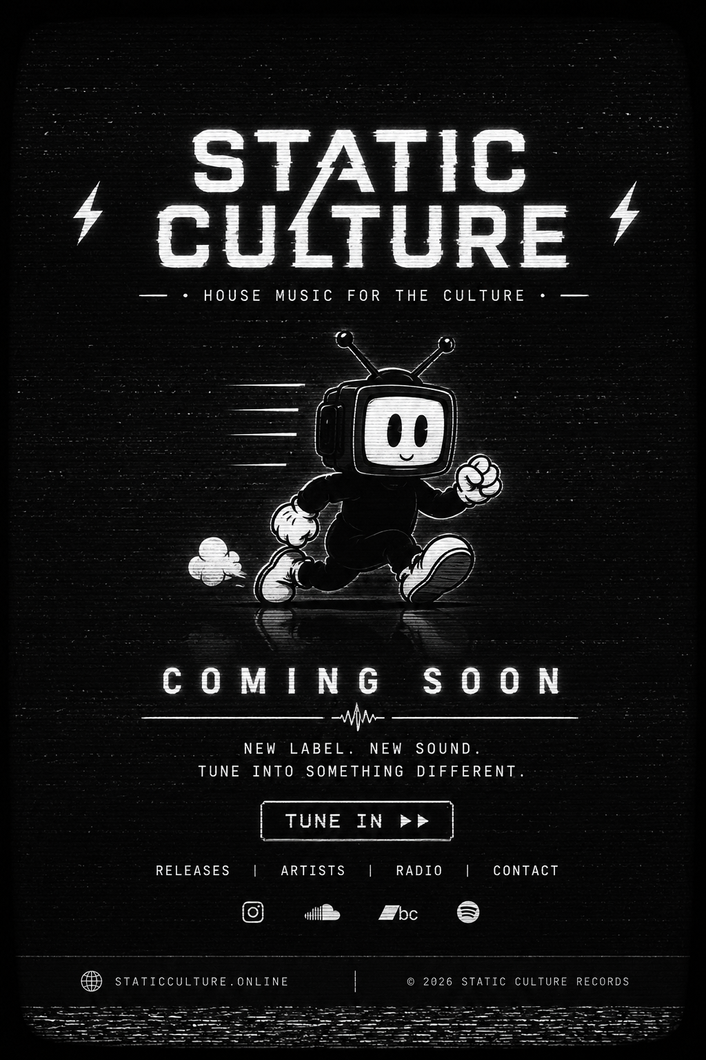Static Culture TV mascot running beneath the label logo